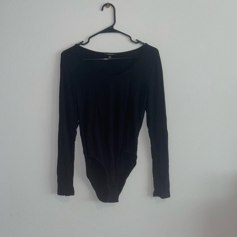 Ambiance Black Ribbed Bodysuit “Size L”